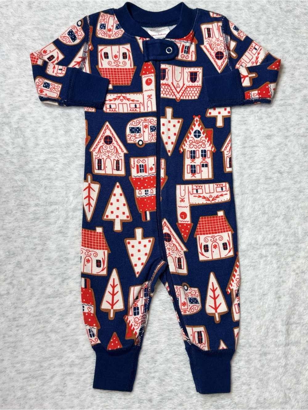 Hanna Andersson Navy Gingerbread Zip Sleeper 3-6M Baby Organic Cotton Christmas